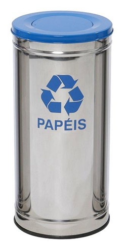 Lixeira em Aço Inox com Tampa meia Esfera pintada 30 L. (C27)