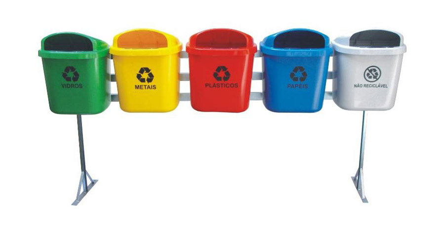 Conjunto Coleta Seletiva 40 Litros com 5 Cestos