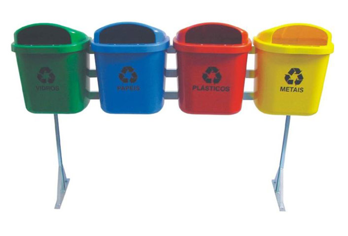 Conjunto para Coleta Seletiva com 4 Cestos de 40 Litros