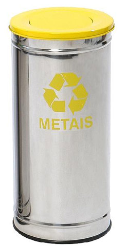 Lixeira em Aço Inox com Tampa meia Esfera pintada 22 L. (C26)