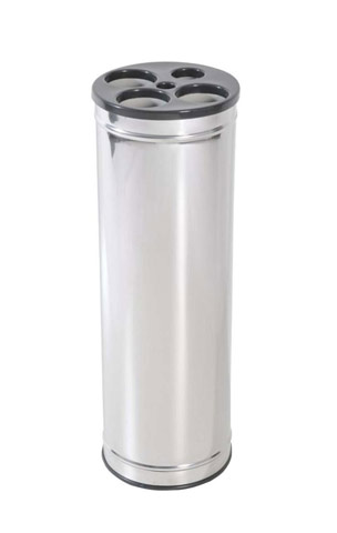 Dispensador de copos em aço inox 24x70 cm com tampa plástica
