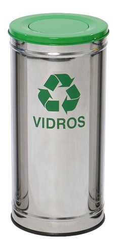 Lixeira em Aço Inox com Tampa meia Esfera pintada 50 L.(C28)