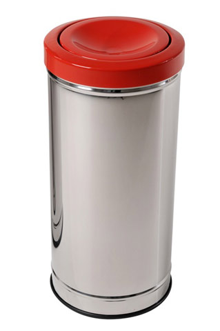 Lixeira em Aço Inox com Tampa meia esfera Plástica 22 L. (C41)