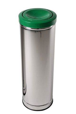 Lixeira em Aço Inox com Tampa meia esfera Plástica 30 L. (C42)