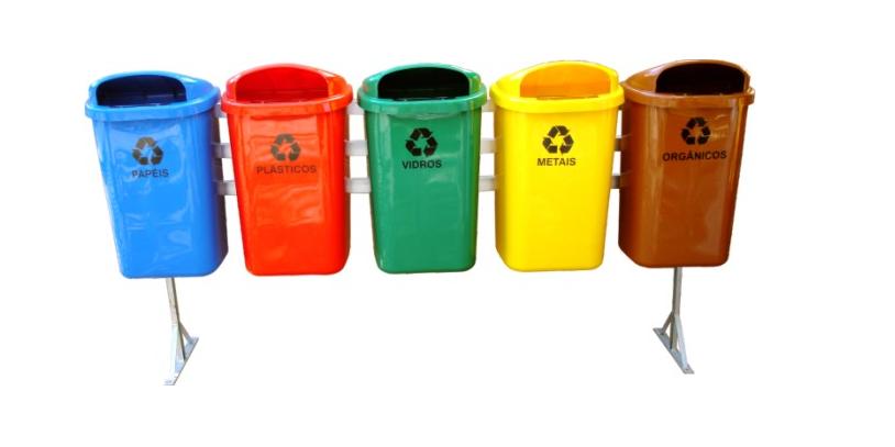Conjunto Coleta Seletiva 50 Litros com 5 Cestos.