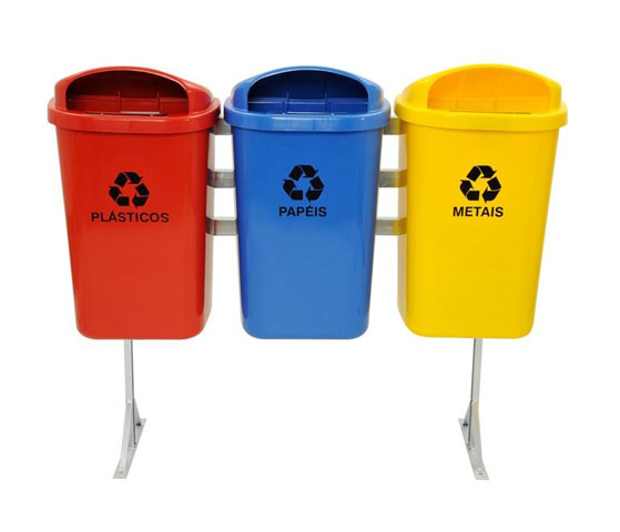 Conjunto Coleta Seletiva 50 Litros com 3 Cestos.