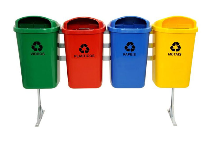 Conjunto Coleta Seletiva 50 Litros com 4 Cestos.
