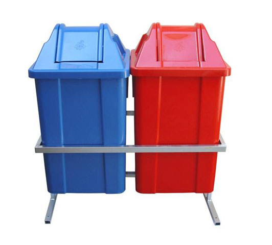 Conjunto Coleta Seletiva 2 Cestos Quadrados Tampa vai e vem 100 Litros